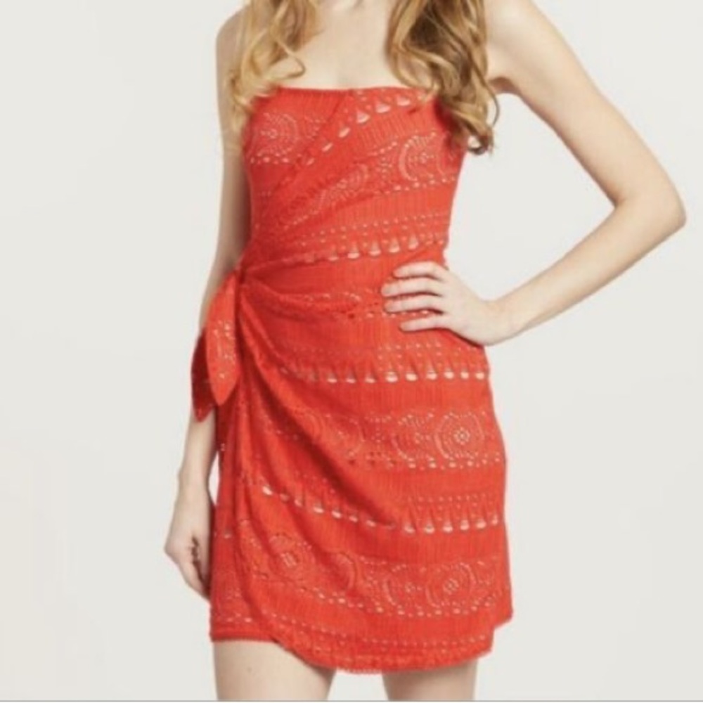 Free People crochet red mini dress new with tags size S - Picture 2 of 3